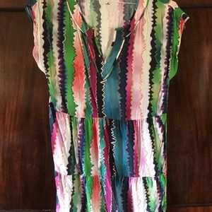 Marie oliver silk tyedye stripe tiered shift dress